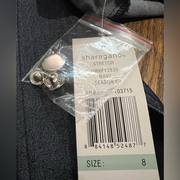 NWT Sharagano Stretch Navy Denim Style Midi Dress Size 8 - Picture 12 of 16